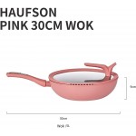 Haufson Wok rose 30 cm | Fonctionne avec le moyeu à induction | Poêle à sauter anti-adhésive sans PFOA - B083D6QZ163