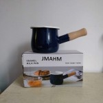 Jmahm Petite casserole à lait anti-adhésive en émail avec poignée en bois émaillé Facile à nettoyer Bleu - B07YV1H49HI