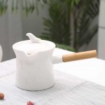 TSTSM Mini Pot à Lait Casserole à Lait en céramique antiadhésive avec casseroles en Bois avec théière à Bec verseur-300ml - B09T98R6VX3