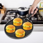 Poêle à oeufs Poêle à crêpes en aluminium avec moule à 4 trous ronds Poêle de cuisson antiadhésive pour hamburgers au jambon avec poignées longues antidérapantes Fabricant d'omelettes - B08LL7SPZBE