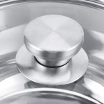 Marmite INOX faitout inox batterie de cuisine en acier inoxydable Cuiseur à vapeur avec Couvercle en Verre 5 L Ø 24 cm - B097RQP4J81