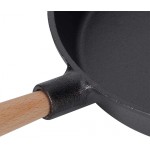Poêle en fer poêle de cuisine en fonte à manche en bois pour la cuisson au fourFrying pan with wooden handle 24cm caliber Blue - B0977PDP6QT