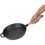 Poêle en fer poêle de cuisine en fonte à manche en bois pour la cuisson au fourFrying pan with wooden handle 24cm caliber Blue - B0977PDP6QT