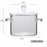WANGYAN Pot de soupe en verre transparent Pot épaissi à la flamme Épaissie Saune de cuisson anti-explosion Color : 1200ml - B09VGPF992J
