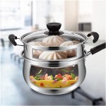 WANGYAN Pot en acier inoxydable avec insert à vapeur En insert Couvercle ventilé en verre Cuisine de cuisine sûre et durable Color : With Steamer - B09VP7SNDR1