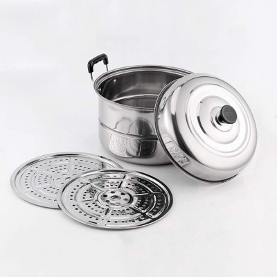 AYHa Multi-usages à vapeur Pot | 304 soupe en acier inoxydable Pot | Batterie de cuisine antiadhésive | avec couvercle en verre et anti-ébouillantage Manche bakélite | Lave-vaisselle,34cm - B07Z7K136RU