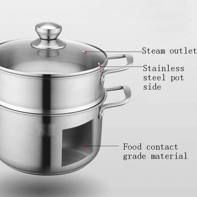 AYHa Poêle à vapeur antiadhésive | Marmite multifonction | 22Cm | Casserole en acier inoxydable | Pots de cuisson pour cuisinière à gaz pour cuisinière à induction | - B07Z78YY7PP