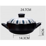 BKWJ 3L Ceramic Cookware Pot Casserole Casserole,Stew Pot Argile Pot Stockpot,Bol à Pierre Cuisiniers à riz chaud,Bol en céramique avec couvercle Color : D - B09J1KJB49E