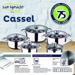 San Ignacio Cassel Batterie de cuisine 12 pièces en acier inoxydable avec set de poêles 18 20 24 cm en acier émaillé et 5 bols avec couvercles - B09GBDFBWNA