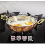 DESTALYA Poêle en cuivre martelée faite à la main authentique poêle en cuivre rouge avec poignées en métal pour la cuisson des œufs omelettes poêles poêles poêles poêles cuisinières Sahan turc - B09DKQ2BVLK
