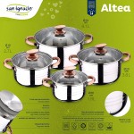 Batterie de cuisine 8 pièces compatible induction SAN IGNACIO Altea en acier inoxydable avec set de 3 ustensiles de cuisine en nylon - B096SLVC3XH