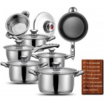 Cookware,Cookware Set Stainless Steel 18 10 and 18 8 HOFFMAYRO,13 pieces of anti-hot thermometer Gift Full Set of Pots saucepan,casserole,steamer frying panspray non-stickworth for you have! - B0716XJMCKT