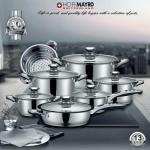 Cookware,Cookware Set Stainless Steel 18 10 and 18 8 HOFFMAYRO,13 pieces of anti-hot thermometer Gift Full Set of Pots saucepan,casserole,steamer frying panspray non-stickworth for you have! - B0716XJMCKT