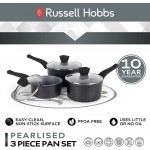 Russell Hobbs RH01706EU Pearlised Lot de 3 Casseroles avec Couvercles en Verre Trempé 16 18 20 cm Ensemble de Casserole Antiadhésif Compatible Plaques à Induction Passe au Lave-Vaisselle - B08XQT4RM18