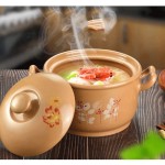 TWDYC Céramique Casserole Chaleur résistant à l'argile Pot de Fleurs Motif Terrestres Pot avec ustensiles de Peinture Japonaise Deux Manipulez avec Couvercle for la Cuisine Civet - B089T4QS27D