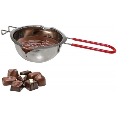 Récipient pour fondre du chocolat en acier inoxydable 18 8 avec double bec-verseur poignée résistante à la chaleur fond plat idéal pour faire fondre du beurre 480 ml Argenté. - B07HYS33QPV