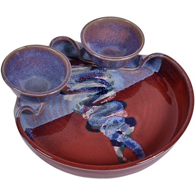 Larrabee Ceramics 2-pièces Berry Bowl. Mauve Vert Mauve Rouge - B0744ZCXG76
