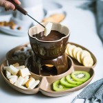 persiverney-homeland Ensemble de cuisine en céramique pour fondue au chocolat fondue au chocolat comptoir cuisinière multifonction avec bougies chauffe-plat et 4 fourchettes en acier inoxydable - B08YKHJXLDR
