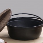 HEMOTON Sukiyaki Tetsu Nabe Pot avec Couvercle en Bois Japonais Soupe Pot Randonnée Camping Vaisselle Portion Shabu Pot pour en Plein Air de Pique- Nique - B09H46WQY89