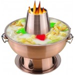 Hot Pot Acier inoxydable chaude chaude fondue chinoise fondue agneau chinois charbon de bois hotpot extérieur camping cuisinière pique-nique cuisinière cuisson casserole casserole Color : 1 - B092ZDPH728