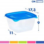 Aktive Lot de 30 couvercles alimentaires en plastique empilables pour micro-ondes et lave-vaisselle taille carrée 17,3 x 15,7 x 9 cm couvercle bleu avec fermeture à pression 1 300 ml - B08PSBTM878