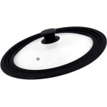 Vitrinor Couvercle de casserole multidiamètre universel adaptable bord en silicone verre valve de vapeur 24 26 28 cm Noir - B079XYP963M