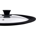 Vitrinor Couvercle de casserole multidiamètre universel adaptable bord en silicone verre valve de vapeur 24 26 28 cm Noir - B079XYP963M