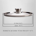 Couvercles de pot 304 Couvercle en acier inoxydable Couvercle Wok Ménage à vapeur avec poignée en métal de qualité alimentaire Matériel Vaisselle Accessoires Couvercles pour marmites Taille : 22cm - B0865ZWQ8FK