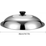 FYBlossom Couvercle pour wok 36 cm avec bouton rond en acier inoxydable en verre transparent disponible en diamètre de 32 34 et 36 cm - B08GX2P21MK