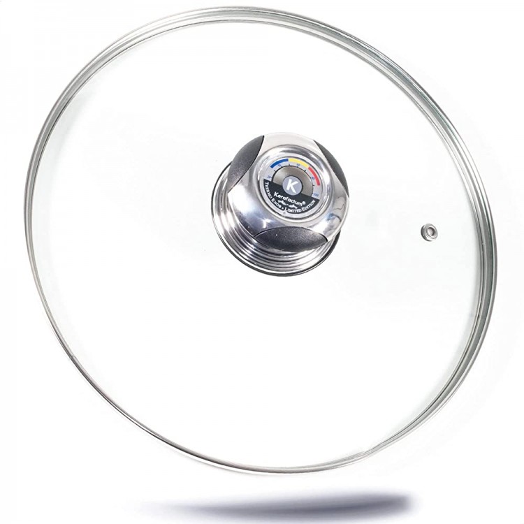 Kerafactum couvercle de poêle casserole en verre avec poignée en plastique anneau en acier inoxydable et soupape d'évacuation ø 22 cm - B008AVN3VON