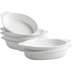 Lot de 6 plats ovales en céramique avec poignées en céramique Idéal pour les lasagnes le tiramisu et les ragoûts - B09QW5ZCXJ5