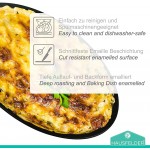 Hausfelder Lasagne Plat à lasagnes ovale avec surface émaillée de qualité supérieure Passe au lave-vaisselle 36 x 24 x 5 cm - B08CRZNBHZ9