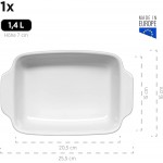 MÄSER 931982 Série Kitchen Time Lot de 2 plats à four rectangulaires Idéal également pour lasagnes résistant aux rayures et aux coupures 33 x 24 x 8 cm 25,5 x 16 x 7 cm céramique blanc - B095XL922MD