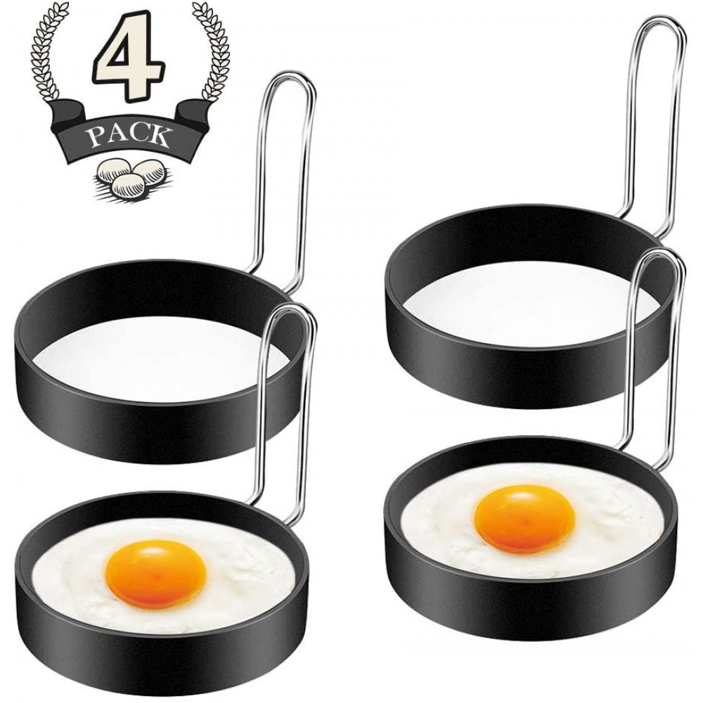 FireKylin Lot de 4 anneaux de cuisson en acier inoxydable pour œufs crêpes omelettes muffins pancakes sandwichs - B07YY4TZF3K