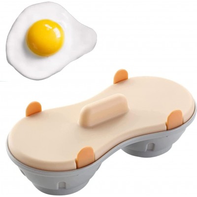 Pocheuse à œufs pour micro-ondes ensemble de chaudières à œufs comestibles à 2 cavités double pocheuse à œufs pour micro-ondes pour faire des œufs pochés pour le petit-déjeuner - B09VDJJHWH1