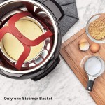 Faderr Dessous de plat en silicone Panier vapeur 3 en 1 Pour cuisson à la vapeur Support à œufs et grille à rôtir pour autocuiseur Avec poignées Rouge Taille : 16,5 cm - B098K2KYLGF