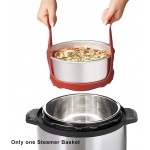 Faderr Dessous de plat en silicone Panier vapeur 3 en 1 Pour cuisson à la vapeur Support à œufs et grille à rôtir pour autocuiseur Avec poignées Rouge Taille : 16,5 cm - B098K2KYLGF