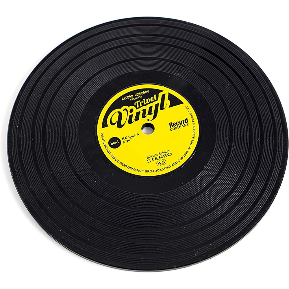 Balvi Dessous-de-Plat Vinyl Couleur : Noir en Forme de Vinyle Silicone 15 cm - B0065JRXCI1