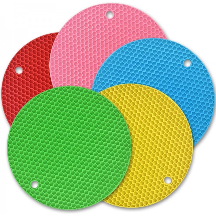 Cozihom Lot de 5 dessous de plat en silicone coloré avec coussinets en silicone antidérapants antidérapants - B08JLR1G7WE